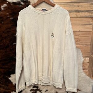 Chaps Ralph Lauren Vtg 90s Crew Neck  Cream Sweater Mens 100% Cotton Large